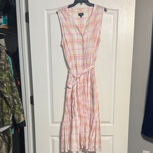 Chaps Pastel Plaid Midi Dress
